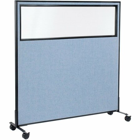 INTERION BY GLOBAL INDUSTRIAL Interion Mobile Office Partition Panel with Partial Window, 60-1/4inW x 63inH, Blue 694986MBL